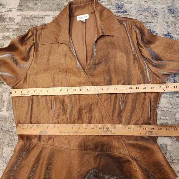 Coldwater Creek wrap shimmery Copper bronze blouse. Women's size XL - Picture 13 of 15